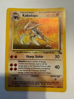 Pokemon TCG Kabutops Holo Rare Unlimited Card 9/62 MP - Image 3