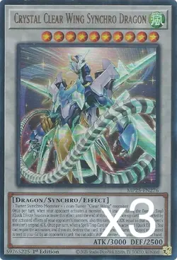 3X Yugioh Crystal Clear Wing Synchro Dragon MP25-EN276 Ultra Rare 1st Edition NM - Image 1