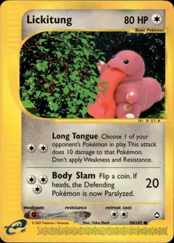 Lickitung Common Aquapolis 090/147 Colorless Pokemon Card - Image 1