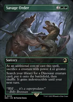 1 Savage Order, Borderless FOIL LP English Universes Beyond: Jurassic World MTG - Image 1
