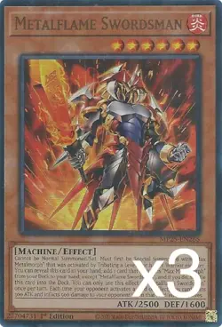 3X Yugioh Metalflame Swordsman MP25-EN265 Ultra Rare 1st Edition NM - Image 1