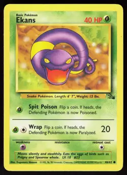 Ekans 46/62 Common Fossil Pokemon Unlimited Damaged - Image 1