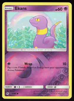 Ekans 25/68 Common Hidden Fates Pokemon Reverse Holo Lightly Played - Image 1