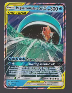 Pokemon Magikarp & Wailord GX Tag Team SM166 Holo Black Star Promo Jumbo Card - Image 1