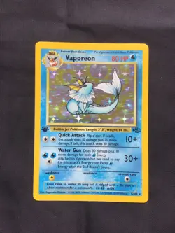 Pokemon Cards: Jungle 1st Edition Rare Holo: Vaporeon 12/64 - Image 1