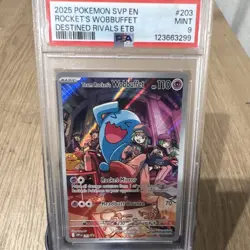 Pokemon TCG SVP English PSA 9 Team Rocket's Wobbuffet #203 Holo Promo - Image 1