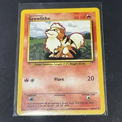 Growlithe 28/102 Uncommon Base Set Unlimited Pokemon LP FREE SH - Image 1