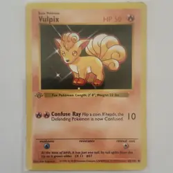 Pokemon Vulpix 1st Edition Base Set Shadowless 68/102 Common 50 HP - Image 1