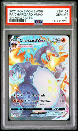 PSA 10 GEM MINT Pokemon 2021 Sword & Shield Shining Fates SV107 Charizard VMAX - Image 1