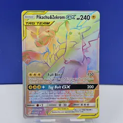 Pokemon Pikachu & Zekrom GX Secret Rare Holo SM - Team Up 184/181 NM - Image 1