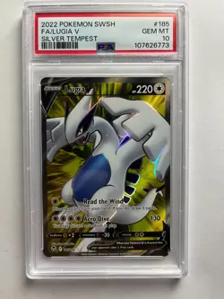 Pokemon Silver Tempest Lugia V 185/195 Full Art Rare Holo Foil PSA 10 GEM - Image 1