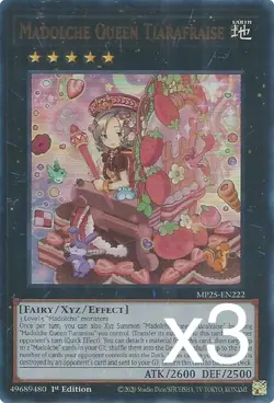 3X Yugioh Madolche Queen Tiarafraise MP25-EN222 Ultra Rare 1st Edition NM - Image 1