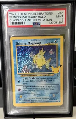 2021 Pokemon Celebrations Shining Magikarp Holo Rare 66/64 Neo Revelation PSA 9 - Image 1