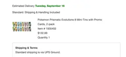 Pokemon Prismatic Evolutions 8 Mini-Tins w Promo Cards Costco 2pack Confirmed ✅ - Image 2