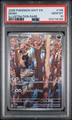 Pokemon Deino 146/086 Sv: White Flare Illustration Rare Holo PSA 10 2025 - Image 1