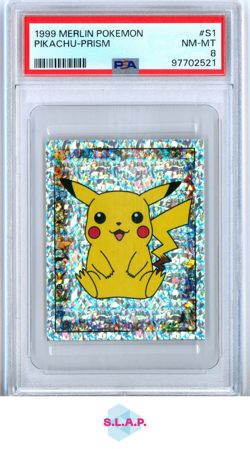 PIKACHU MERLIN POKEMON S1 1999 MERLIN - ENGLISCH PSA 8 - Image 1