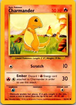 Base Set #046/102 Charmander Pokemon Moderately Played - Image 1