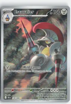 Escavalier Holo Illustration Rare Pokemon SV: Black Bolt 138/086 NM - Image 1