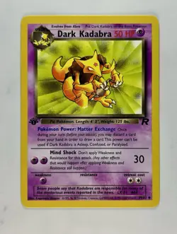 Dark Kadabra 2000 Pokemon Team Rocket 1st Edition Uncommon #39/82 * Near Mint - Image 1