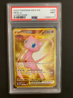 2023 POKEMON MEW EN-151 HYPER RARE #205 MEW EX PSA 9 GOLD - Image 1