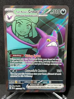 Team Rocket's Crobat ex 217/182 Ultra Rare Destined Rivals Pokemon Holo NM - Image 1