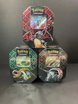 Pokemon Paldean Fates Tins [Set of 3] Charizard, Iron Treads, Great Tusk, Sealed - Image 1