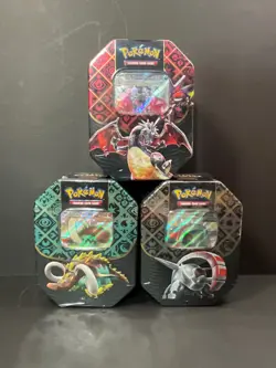 Pokemon Paldean Fates Tins [Set of 3] Charizard, Iron Treads, Great Tusk, Sealed - Image 3