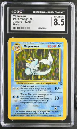 Vaporeon 1999 Pokemon Jungle CGC 8.5 #12 - Image 1