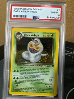 Pokemon TCG *Swirl* Dark Arbok #2 Holo Team Rocket Wotc Vintage PSA 8 NM - Image 1