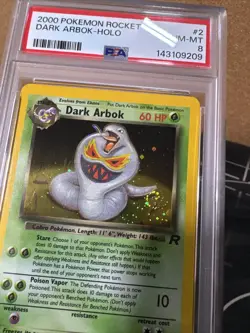 Pokemon TCG *Swirl* Dark Arbok #2 Holo Team Rocket Wotc Vintage PSA 8 NM - Image 2
