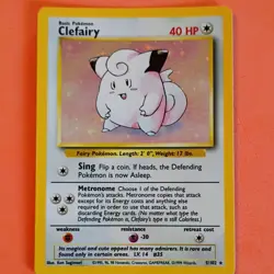 Pokemon Clefairy 5/102 Base Set Holo Rare Unlimited 40 HP English 1999 WOTC - Image 1