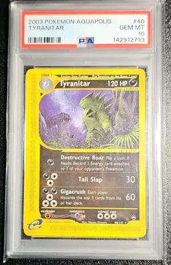 Pokemon Aquapolis Tyranitar 40/147 (040) 2003 PSA 10 GEM MT Graded Non Holo Rare - Image 1