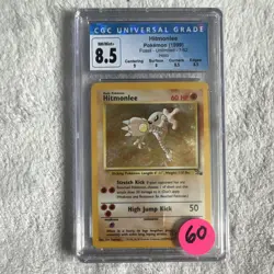 Hitmonlee Fossil Unlimited 7/62 Holo CGC 8.5 Pokemon TCG 1999 English - Image 1