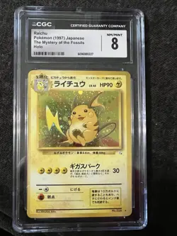 Pokemon TCG Mystery of the Fossils Raichu 026/092 Holo Japanese 1997 CGC 8 - Image 1
