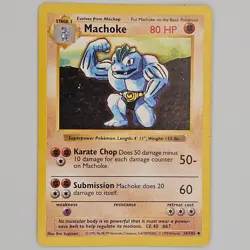Pokemon Card Base Set Machoke 34/102 SHADOWLESS - Image 1