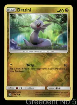 Dratini 34/70 Common Dragon Majesty Pokemon Reverse Holo Near Mint - Image 1