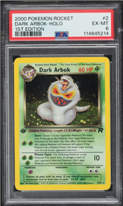 2000 Pokemon Team Rocket 1st Edition Holo Dark Arbok #2 PSA 6 EXMT - Image 1