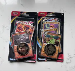 Pokemon TCG Chaos Rising Mega Evolution 2 Blister Packs w/ Metal Coins - Image 1