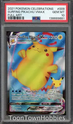 PSA 10 Pokemon - Surfing Pikachu Vmax 009/025 - Celebrations 25th Full Art - Image 1