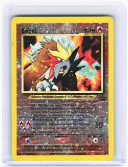 2001 Pokemon—Entei #34 WoTC Promo—Black Star Promo Reverse Holo (Damaged) - Image 1