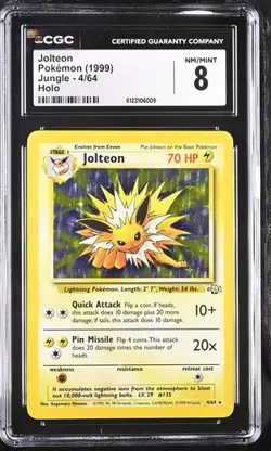 CGC 8 JOLTEON 4 JUNGLE HOLO POKEMON NM/ MINT - Image 1
