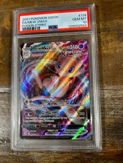 POKEMON 2021 Fusion Strike Full Art MEW Vmax #114 PSA 10 Gem Mint RARE - Image 1