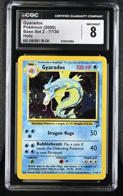 Pokemon Gyarados Base Set 2 Holo Rare CGC 8 7/130 Wizards 2000 CGC Gem Mint 8 - Image 1