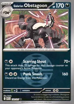 GALARIAN OBSTAGOON (DUSK BALL) 132/217 UNCOMMON ASCENDED HEROES POKEMON NM/M - Image 1