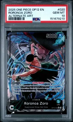 One Piece Roronoa Zoro Legacy of the Master Alternate Art OP12-020 PSA 10 Gem - Image 1