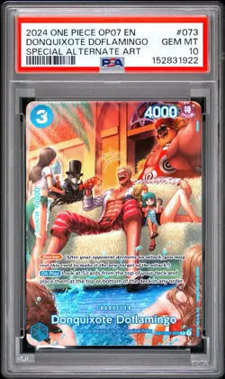 2024 ONE PIECE OP07 EN 500 YRS #OP01-073 DONQUIXOTE DOFLAMINGO SP ALT ART PSA 10 - Image 1