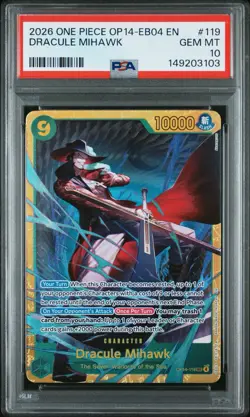 2026 ONE PIECE OP14-EB04-THE AZURE SEA'S SEVEN #119 DRACULE MIHAWK SEC PSA 10 - Image 1