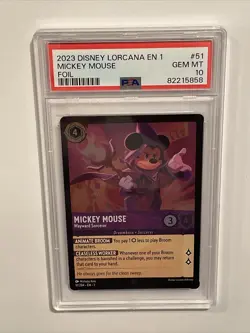 2023 Disney Lorcana Mickey Mouse "Wayward Sorcerer" -FOIL 51/204 Low Pop PSA 10 - Image 2