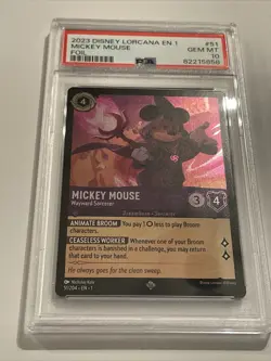2023 Disney Lorcana Mickey Mouse "Wayward Sorcerer" -FOIL 51/204 Low Pop PSA 10 - Image 3