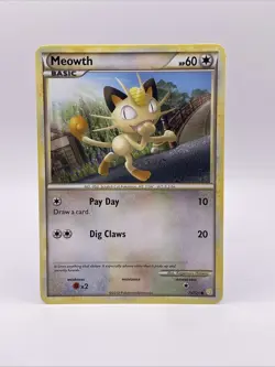 Meowth HeartGold SoulSilver 75/123 Non-Foil Pokemon Card - Image 1